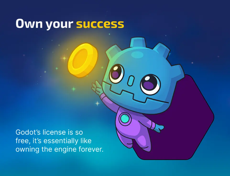 Godot-styled character reaching for a golden coin