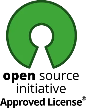 OSI Logo with text "open source initiative Approved License®"